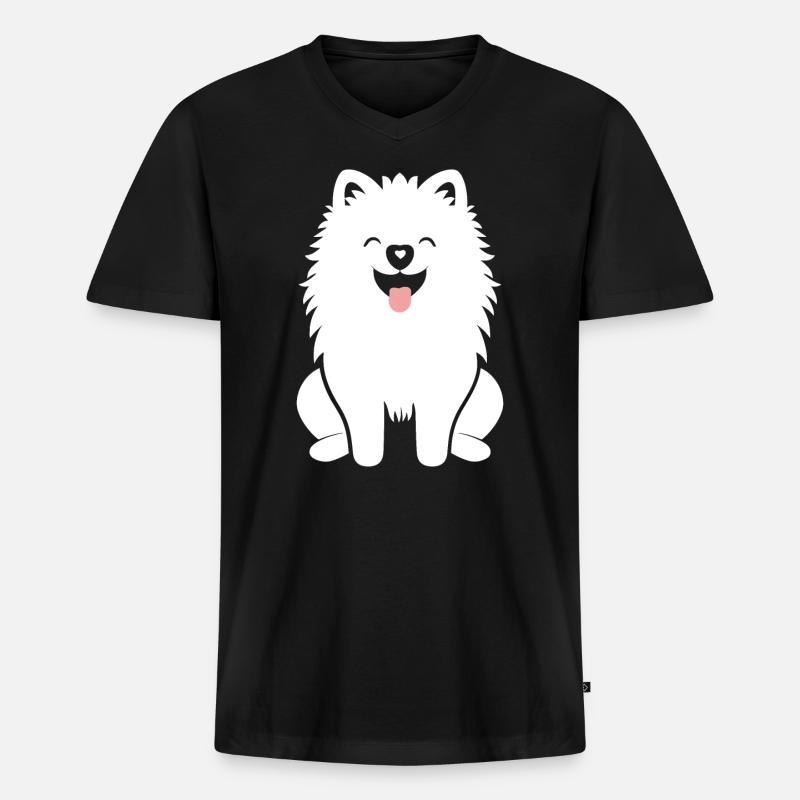 Samojede - Männer Premium Bio T-Shirt mit V-Ausschnitt - Schwarz