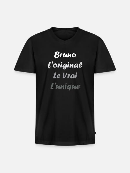Super Bruno - T-shirt encolure en V Premium bio Homme - noir