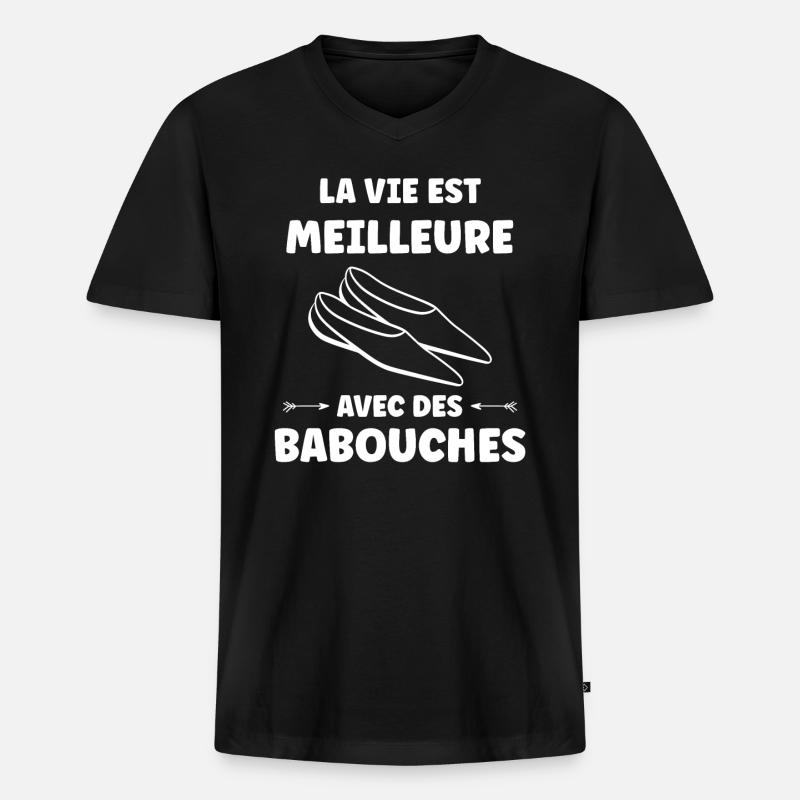 Hausschuhe Humor - Männer Premium Bio T-Shirt mit V-Ausschnitt - Schwarz