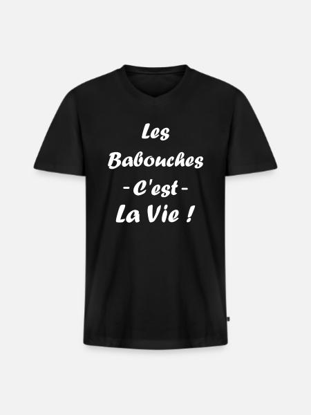 Slippers Humor - Men's Premium Organic T-shirt with V-neck - black
