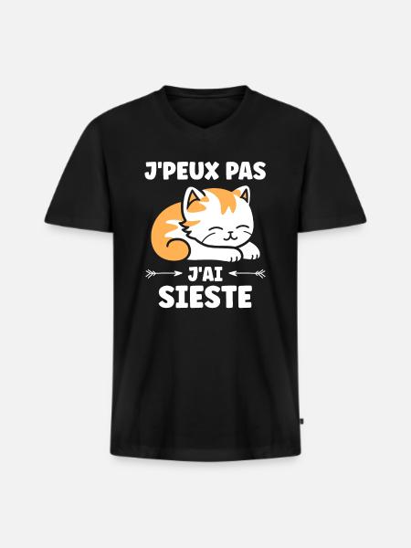 J'ai sieste - T-shirt encolure en V Premium bio Homme - noir