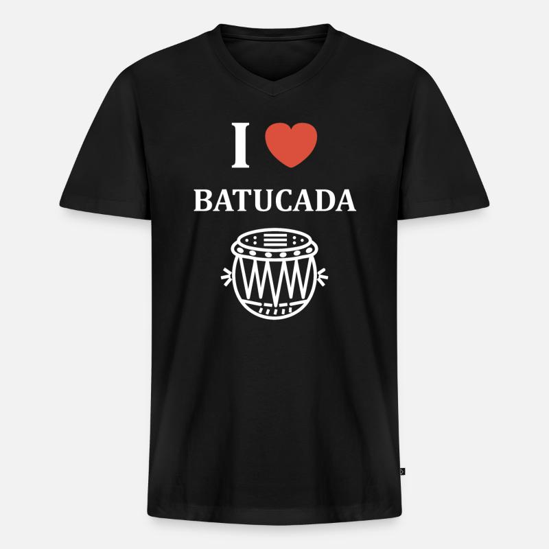 Batucada Drum Humor - Männer Premium Bio T-Shirt mit V-Ausschnitt - Schwarz