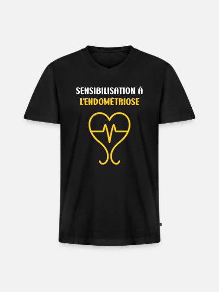 sensibilisation endométriose - T-shirt encolure en V Premium bio Homme - noir