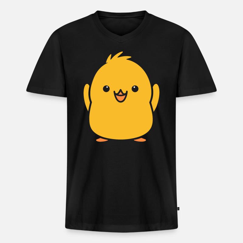 Küken - Männer Premium Bio T-Shirt mit V-Ausschnitt - Schwarz
