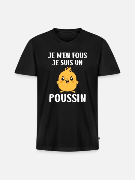 Humour petit poussin - T-shirt encolure en V Premium bio Homme - noir