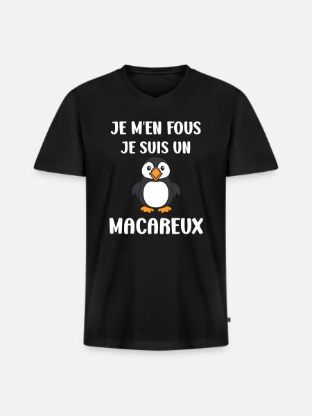 macareux - T-shirt encolure en V Premium bio Homme - noir