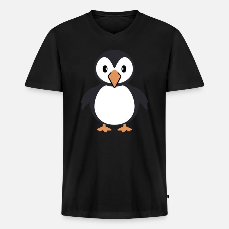 Papageitaucher - Männer Premium Bio T-Shirt mit V-Ausschnitt - Schwarz