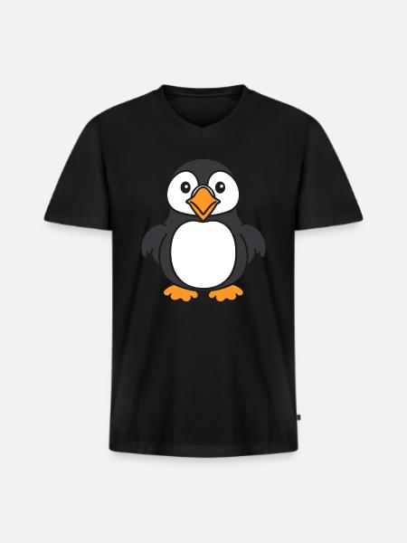 puffin - Men's Premium Organic T-shirt with V-neck - black
