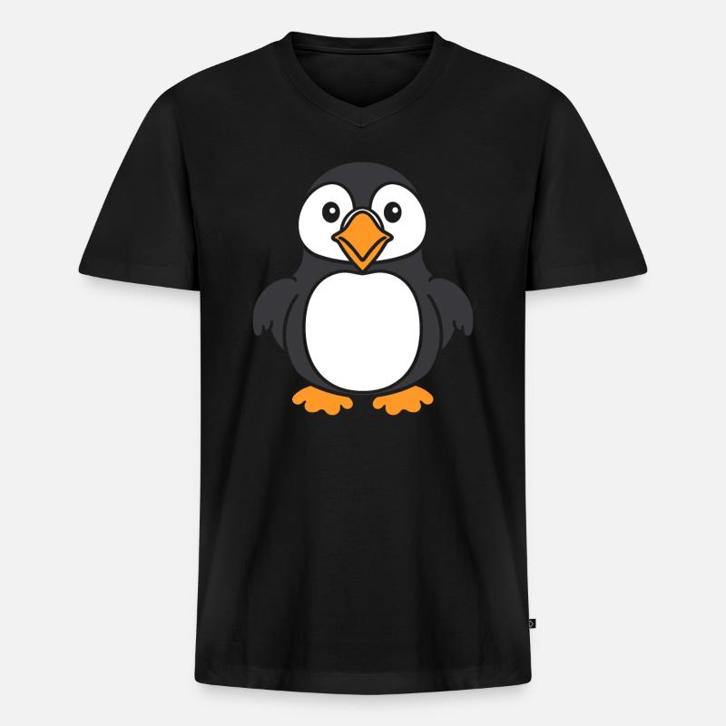Papageitaucher - Männer Premium Bio T-Shirt mit V-Ausschnitt - Schwarz
