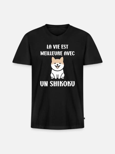 Shikoku - Men's Premium Organic T-shirt with V-neck - black