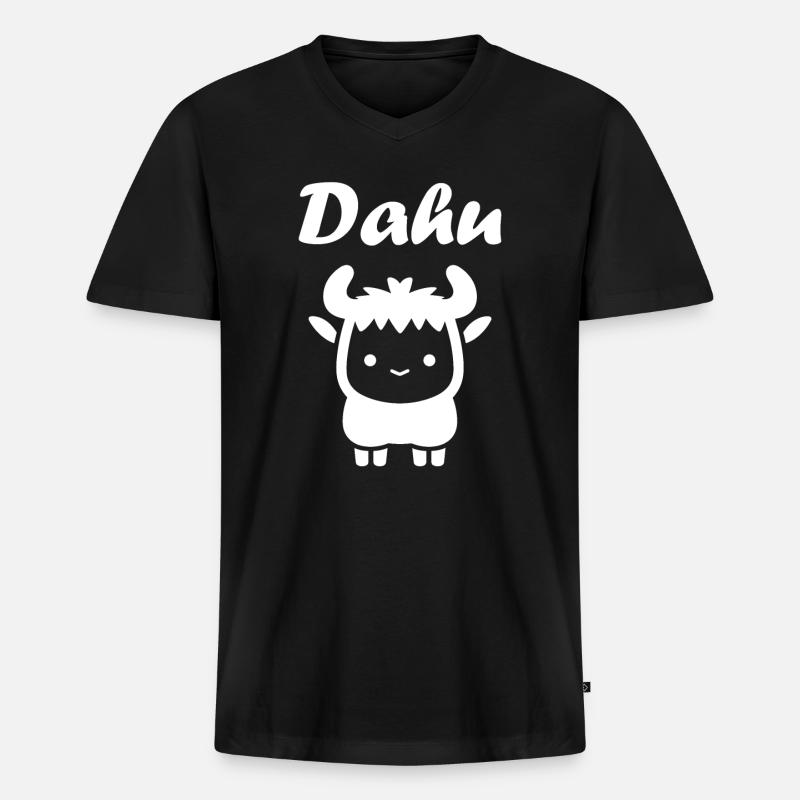 Dahu - Männer Premium Bio T-Shirt mit V-Ausschnitt - Schwarz