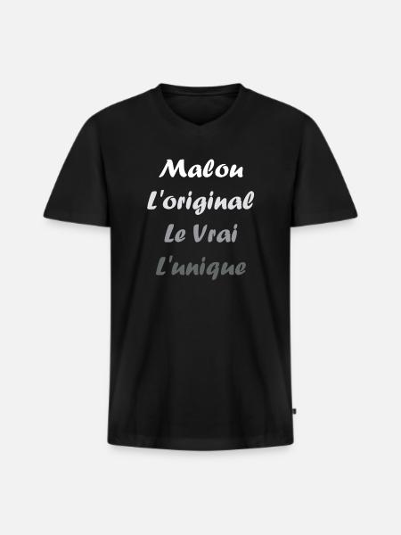 Malou - T-shirt encolure en V Premium bio Homme - noir