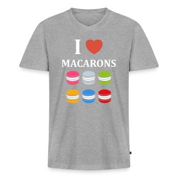 i love macaroons - Men's Premium Organic T-shirt with V-neck - heather grey - Front