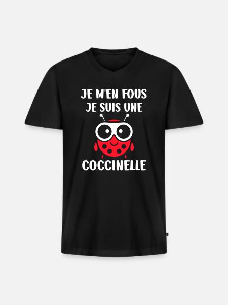 Citation Humour Petite coccinelle - T-shirt encolure en V Premium bio Homme - noir