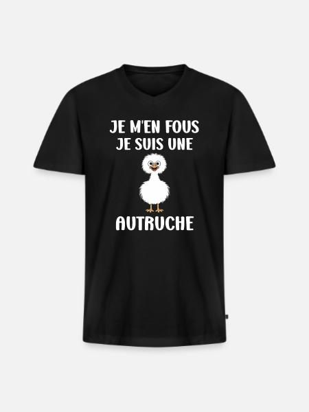 Humour autruche - T-shirt encolure en V Premium bio Homme - noir
