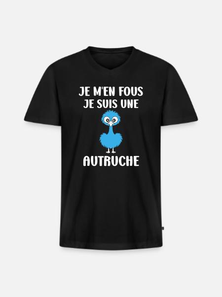 Humour autruche - T-shirt encolure en V Premium bio Homme - noir