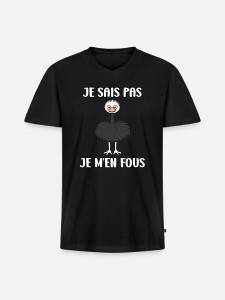 Citation autruche - T-shirt encolure en V Premium bio Homme - noir