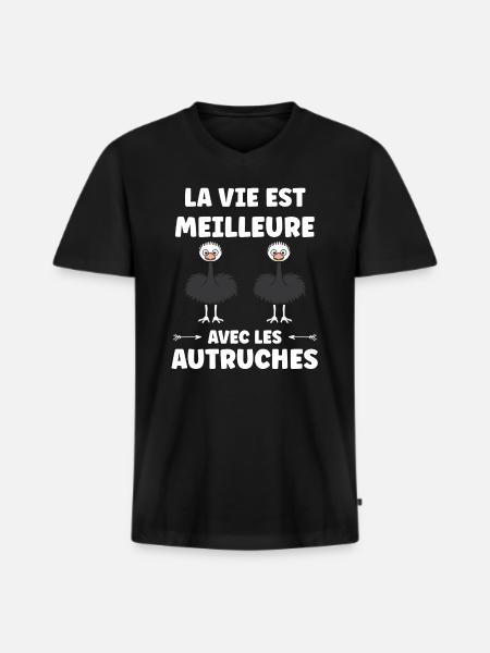 Ostrich Quote - Men's Premium Organic T-shirt with V-neck - black