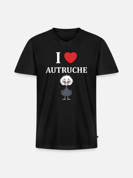 Citation autruche - T-shirt encolure en V Premium bio Homme - noir