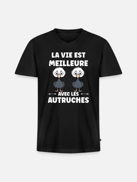 Ostrich Quote - Men's Premium Organic T-shirt with V-neck - black
