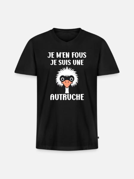 Citation autruche - T-shirt encolure en V Premium bio Homme - noir