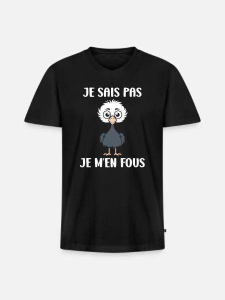 Citation autruche - T-shirt encolure en V Premium bio Homme - noir