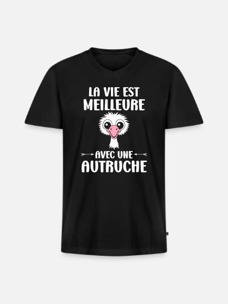 Humorous Ostrich Quote - Men's Premium Organic T-shirt with V-neck - black