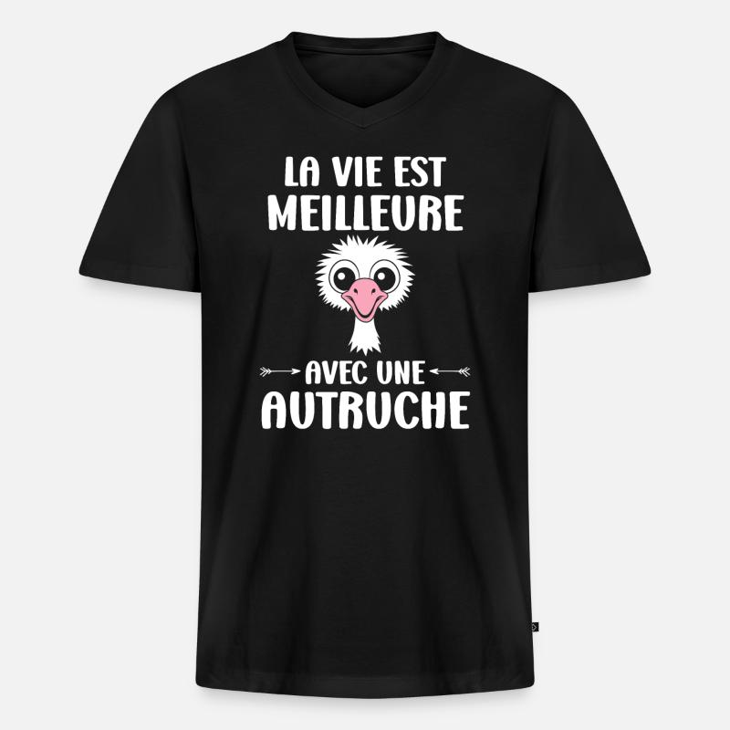 Humorvolles Strauß-Zitat - Männer Premium Bio T-Shirt mit V-Ausschnitt - Schwarz