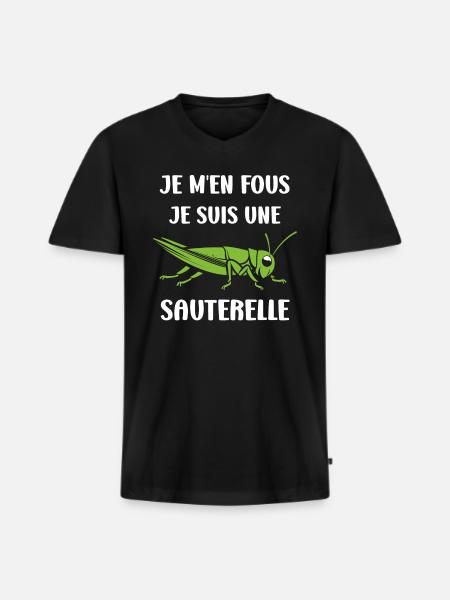Insecte humour Sauterelle - T-shirt encolure en V Premium bio Homme - noir