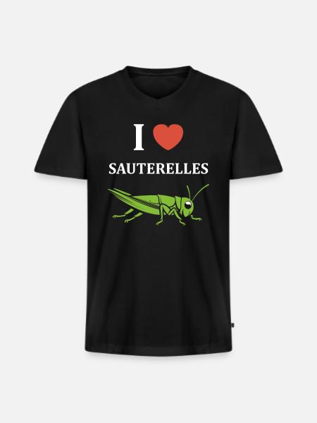 Insecte humour Sauterelle - T-shirt encolure en V Premium bio Homme - noir