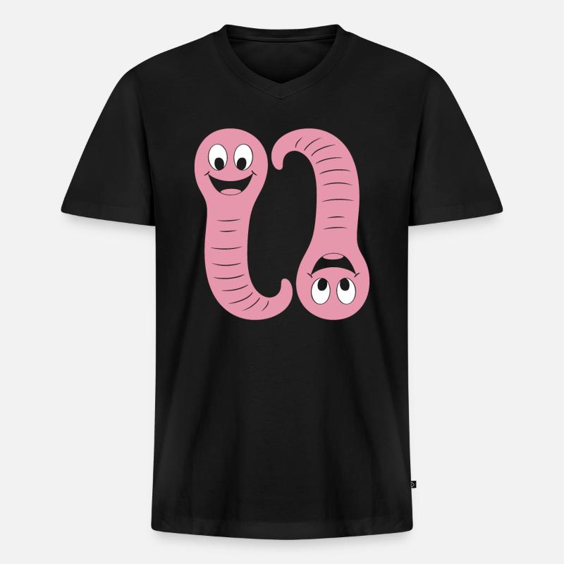 Regenwurm - Männer Premium Bio T-Shirt mit V-Ausschnitt - Schwarz