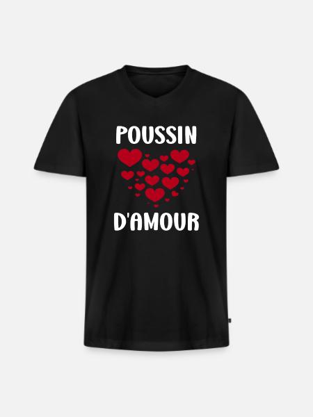 Poussin - T-shirt encolure en V Premium bio Homme - noir