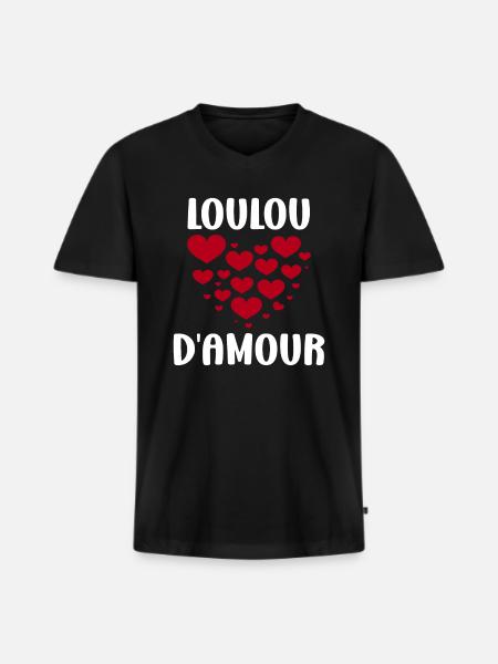 Loulou - T-shirt encolure en V Premium bio Homme - noir