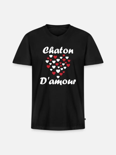 Chaton - T-shirt encolure en V Premium bio Homme - noir