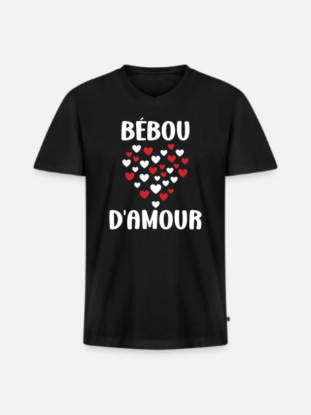 Bébou - T-shirt encolure en V Premium bio Homme - noir