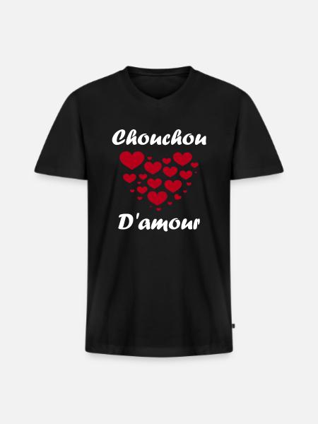 Chouchou - T-shirt encolure en V Premium bio Homme - noir