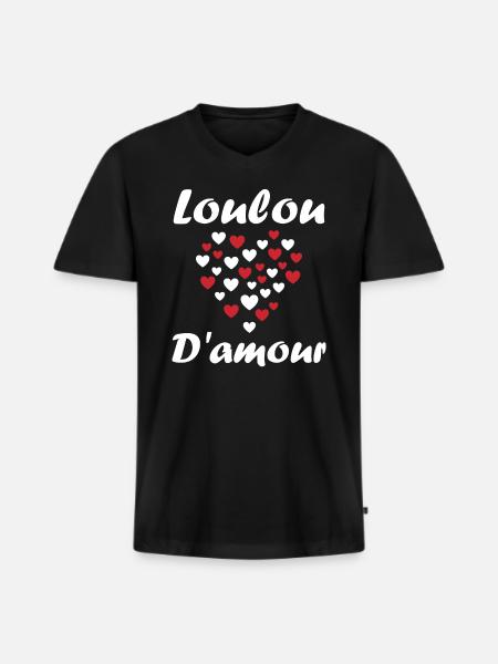 Loulou - T-shirt encolure en V Premium bio Homme - noir