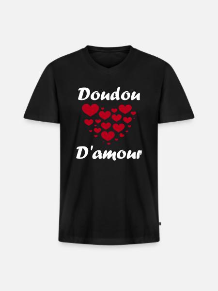 Doudou - T-shirt encolure en V Premium bio Homme - noir