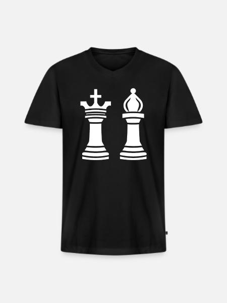 Jeux échecs - T-shirt encolure en V Premium bio Homme - noir