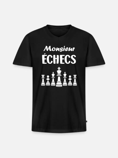 Humour échecs - T-shirt encolure en V Premium bio Homme - noir