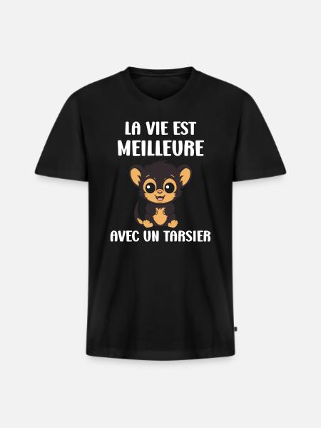 Humour tarsier - T-shirt encolure en V Premium bio Homme - noir