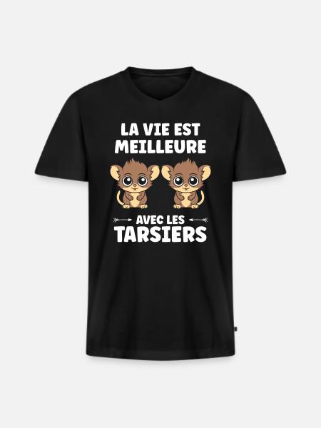 Humour tarsier - T-shirt encolure en V Premium bio Homme - noir