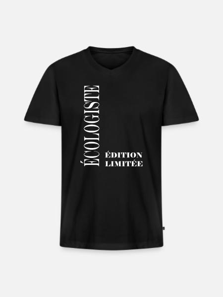 écologiste - T-shirt encolure en V Premium bio Homme - noir