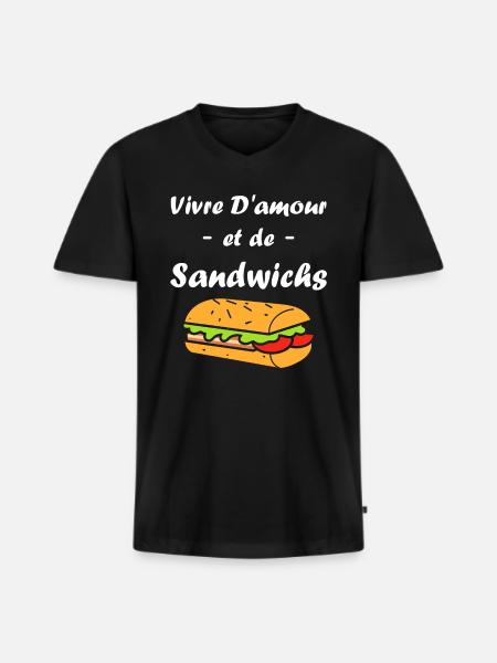 Humour sandwich - T-shirt encolure en V Premium bio Homme - noir