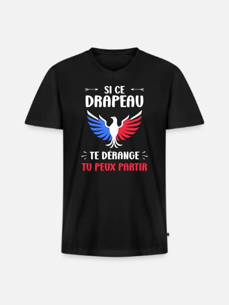 drapeau france patriote - T-shirt encolure en V Premium bio Homme - noir