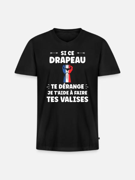 drapeau francais patriote - T-shirt encolure en V Premium bio Homme - noir