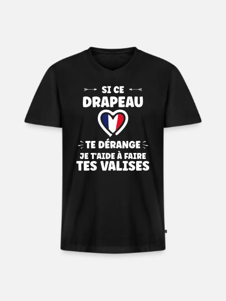 patriote drapeau france - T-shirt encolure en V Premium bio Homme - noir