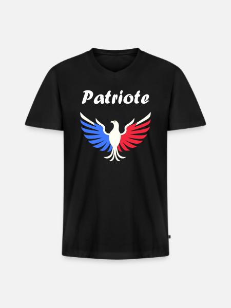 Patriotic France Emblem - Men's Premium Organic T-shirt with V-neck - black