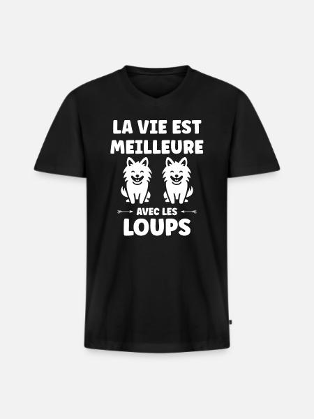 Humour loup - T-shirt encolure en V Premium bio Homme - noir