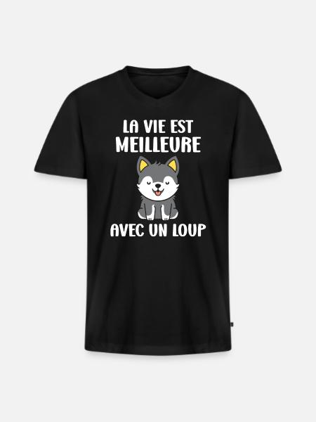 Humour loup - T-shirt encolure en V Premium bio Homme - noir